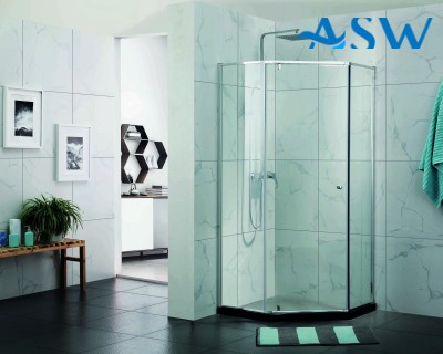Semi Frameless Shower Screen Diamond Shape With Pivot Door 1900H Chrome