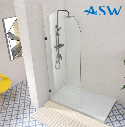 Frameless Shower Screen Arched Fixed Panel 2200H pre-drilled holes
