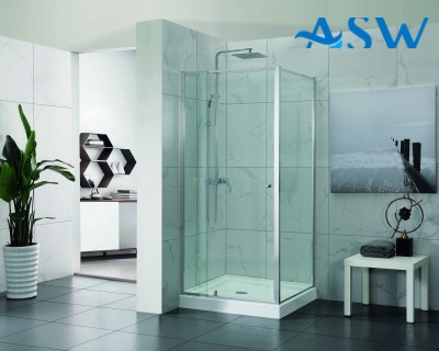 Semi Frameless Shower Screen Corner With Pivot Door and Return 1900H adjustable