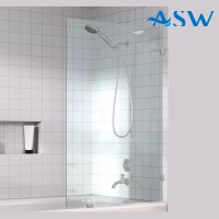 Frameless Shower Screen Fixed Panel Bathtub 1500H x 750W no holes glass