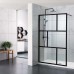 Fully Framed Shower Screen Panel Black Frame 6 Sections 6mm 2000H with support arm
