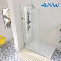 Frameless Shower Screen Arched Fixed Panel 2200H pre-drilled holes