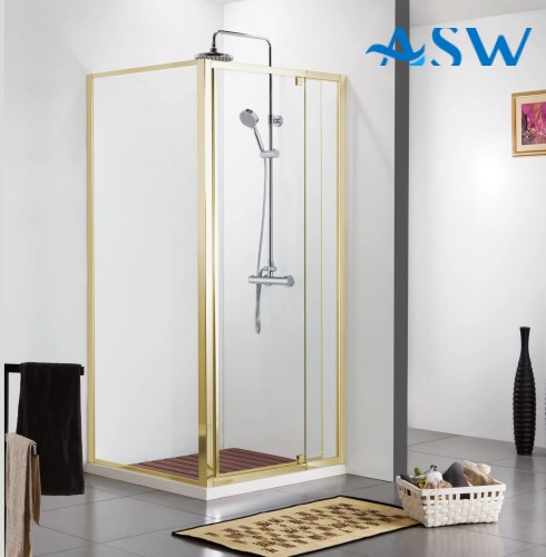 Semi Frameless Shower Screen Corner With Pivot Door and Return 1900H adjustable (Brushed Gold)