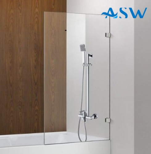 Frameless Shower Screen Fixed Panel Bathtub 1500H pre-drilled holes