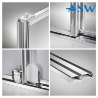 Fully Framed Sliding Wardrobe Doors Grey Mirror with horizontal strips