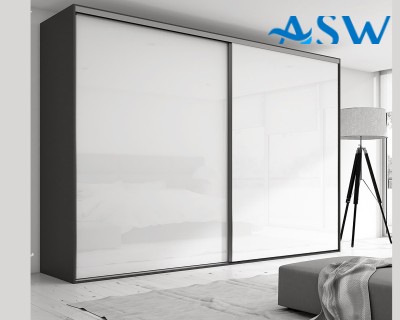 Frameless Sliding Wardrobe Doors Super White Glass