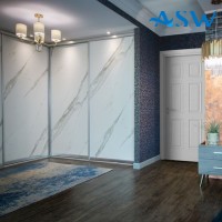 Slim Line Framed Sliding Wardrobe Doors Textured Marble Finish