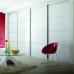 Slim Line Framed Sliding Wardrobe Doors Super white Glass With Horizontal Strips