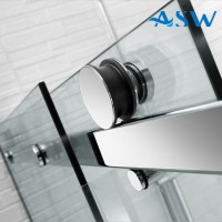 Frameless Shower Screen Wall to Wall Fixed & Sliding Door 2050H