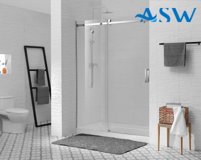 Frameless Shower Screen Wall to Wall Fixed & Sliding Door 2000H