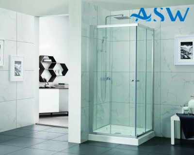 Semi Frameless Shower Screen Corner Entry with Double Sliding Doors 1900H adjustable