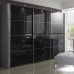 Fully Framed Sliding Wardrobe Doors Black Glass with Horizontal Strips