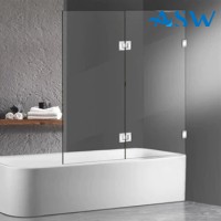 Frameless Shower Screen Hinge Panel & Door Bathtub 1500H pre-drilled glass