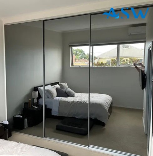 Frameless Sliding Wardrobe Doors Grey Mirror