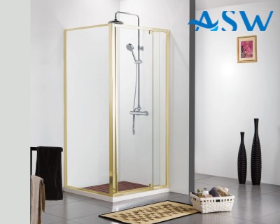 Semi Frameless Shower Screen Corner With Pivot Door and Return 1900H adjustable (Brushed Gold)