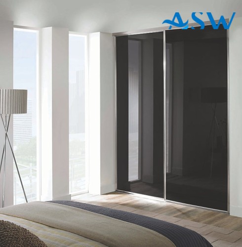 Fully Framed Sliding Wardrobe Doors Black Glass Finish