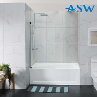 Frameless Shower Screen Pivot Swing Panel with curved corner Bathtub 1500H 6mm