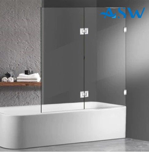 Frameless Shower Screen Hinge Panel & Door Bathtub 1500H pre-drilled glass