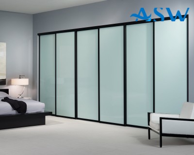 Fully Framed Sliding Wardrobe Doors Greenish white glass