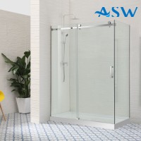 Frameless Shower Screen Corner Fixed Panel & Sliding Door & Return 2000H