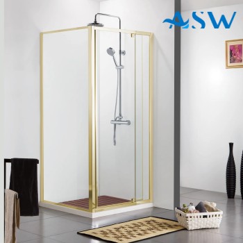 Semi Frameless Shower Screen Corner With Pivot Door and Return 1900H adjustable (Brushed Gold)