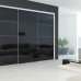 Frameless Sliding Wardrobe Doors Black Glass With Horizontal Strips