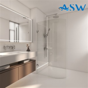 Frameless Shower Screen Fixed Free Standing body curved glass Panel 2000H pre-drilled