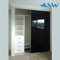 Frameless Sliding Wardrobe Doors Black Glass Finish