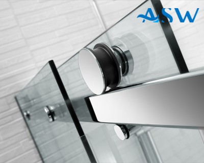 Frameless Shower Screen Wall to Wall Fixed & Sliding Door 2050H