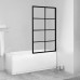 Fully Framed Shower Screen Bathtub Panel Black Frame 6 Sections 8mm 1500H with support arm