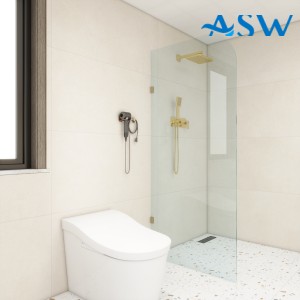 Frameless Shower Screen Fixed Free Standing Panel 2050H with Radius corner 200mm