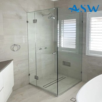 Frameless Shower Screen Corner Hinge Panel & Door & Return 2050H