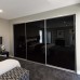 Slim Line Framed Sliding Wardrobe Doors Black Glass Finish