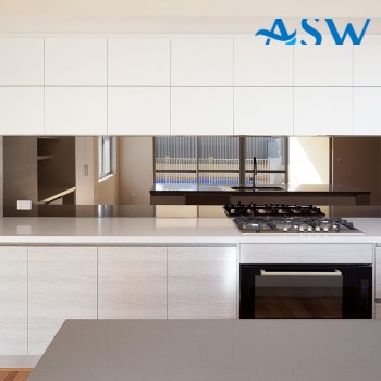 Custom made mirror toughened glass splashback