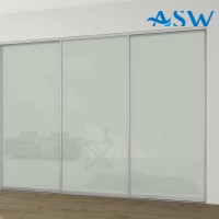 Slim Line Framed Sliding Wardrobe Doors Greenish White Glass