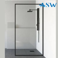 Fully Framed Shower Screen Panel Black Frame 10mm 2100H