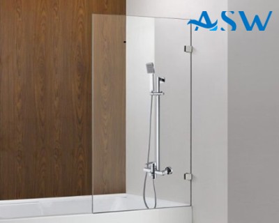 Frameless Shower Screen Fixed Panel Bathtub 1500H pre-drilled holes