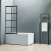 Fully Framed Shower Screen Bathtub Panel Black Frame 6 Sections 8mm 1500H with support arm