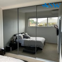 Frameless Sliding Wardrobe Doors Grey Mirror