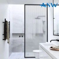 Fully Framed Shower Screen Panel Black Frame Narrow Line 8mm 2000H with support arm