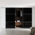 Frameless Sliding Wardrobe Doors Black Glass With Horizontal Strips