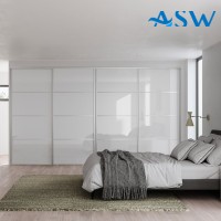 Fully Framed Sliding Wardrobe Doors Super White Glass with Horizontal Strips
