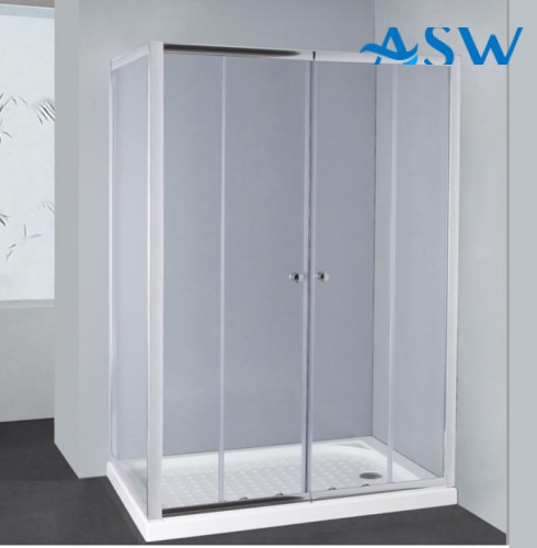Semi Frameless Shower Screen Corner with Double Sliding Doors 1900H adjustable