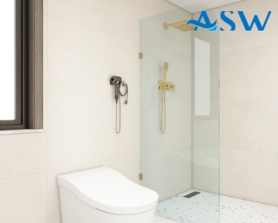 Frameless Shower Screen Fixed Free Standing Panel 2050H with Radius corner 200mm