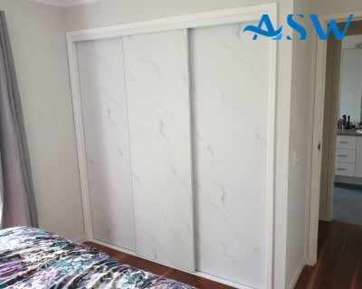 Frameless Sliding Wardrobe Doors Textured Marble