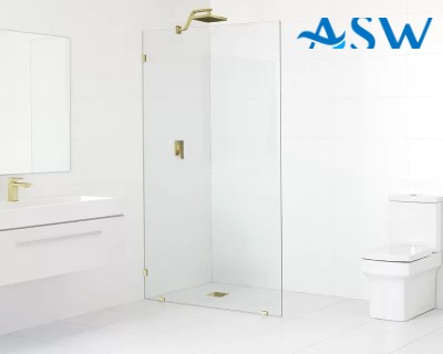 Frameless Shower Screen Fixed Free Standing Panel 2050H no holes glass