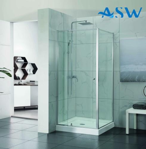 Semi Frameless Shower Screen Corner With Pivot Door and Return 1900H adjustable