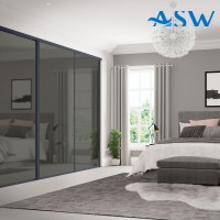 Fully Framed Sliding Wardrobe Doors Grey Mirror