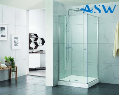 Semi Frameless Premium Shower Screen With Pivot Door and Return 1900H 850-980 x 900