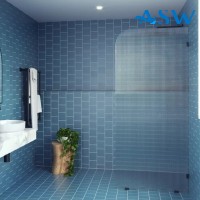 Ultra Clear Screen Fluted Glass 2050H with left Radius Corner 200mm